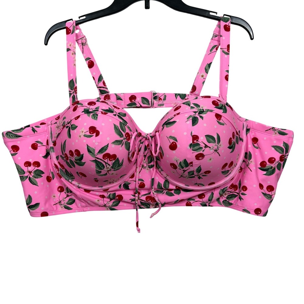 Torrid Wired Longline Bikini Top Cheery Cherry Pink Splash 6 D/DD 26SPR1